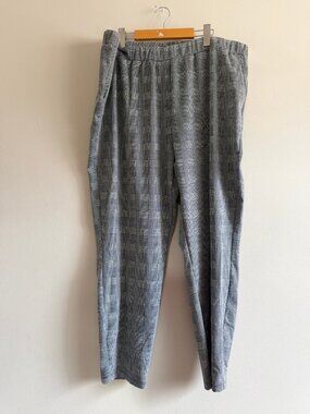 Black Tape 2X Grey Plaid Stretch Work Pants Elastic Waist Plus Size Business